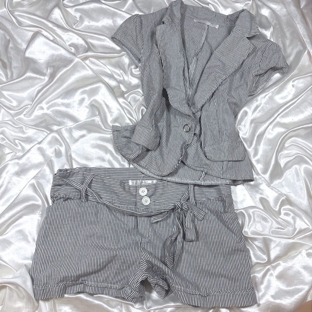 y2k Charlotte Russe Shorts Set Blue White Excellent Pinstripe Blazer Large